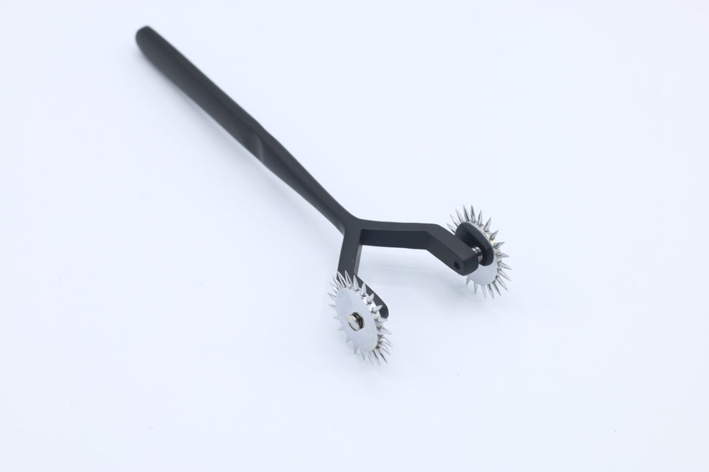 Dual Wheel Wartenberg Pinwheel – Black Handle Stainless Steel Sensory Stimulation Tool