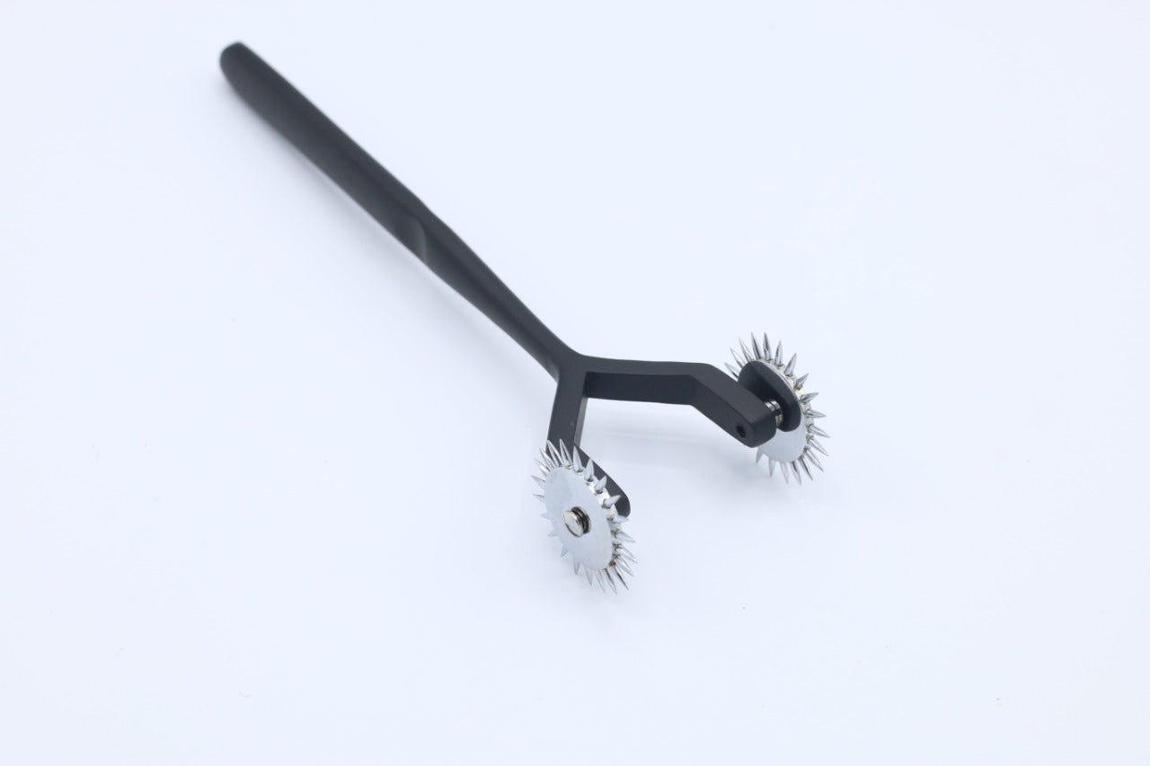 Dual Wheel Wartenberg Pinwheel – Black Handle Stainless Steel Sensory Stimulation Tool