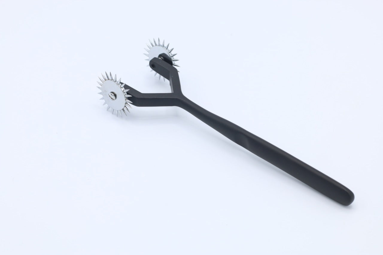 Dual Wheel Wartenberg Pinwheel – Black Handle Stainless Steel Sensory Stimulation Tool