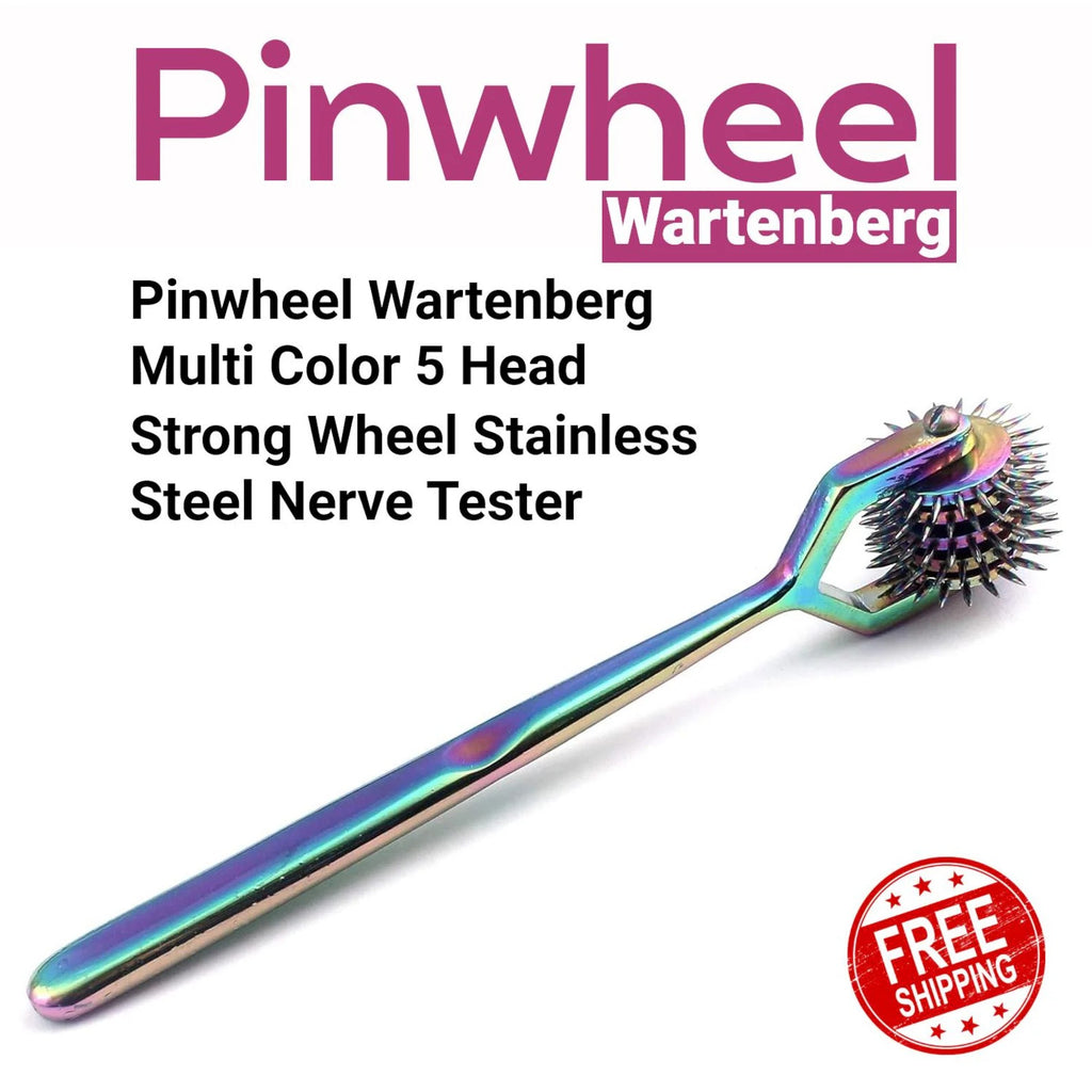 5 Row Wartenberg Pinwheel Nerve Tester – Stainless Steel Sensory Reflex Tool with Rainbow Finish