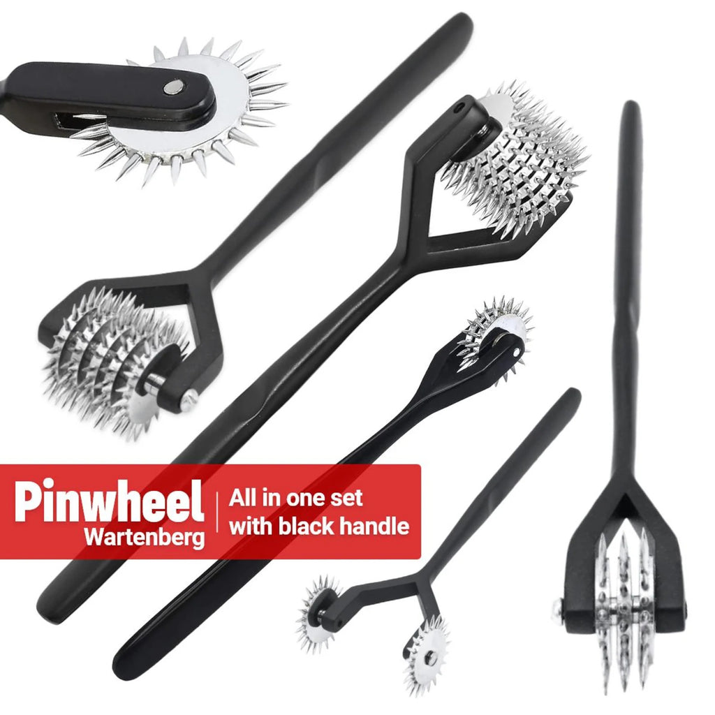 Wartenberg Pinwheel Sensory Roller Set – Multi-Head Stainless Steel Pinwheel with Black Handle
