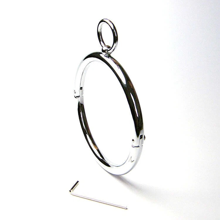 Stainless Steel Locking Collar with Pull Ring – Polished Metal Choker | Sensory Craft