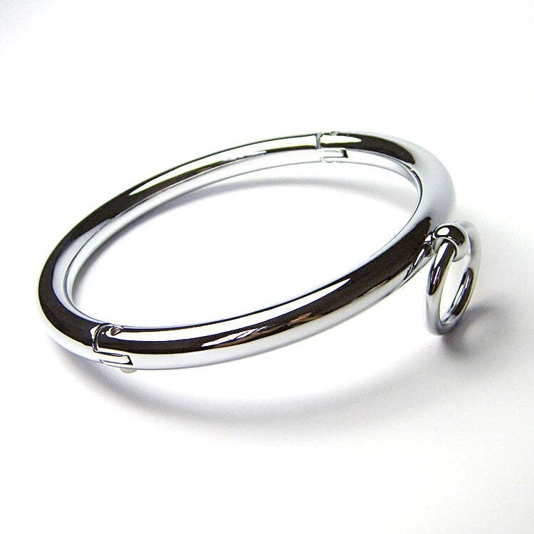Stainless Steel Locking Collar with Pull Ring – Polished Metal Choker | Sensory Craft