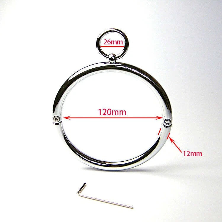 Stainless Steel Locking Collar with Pull Ring – Polished Metal Choker | Sensory Craft