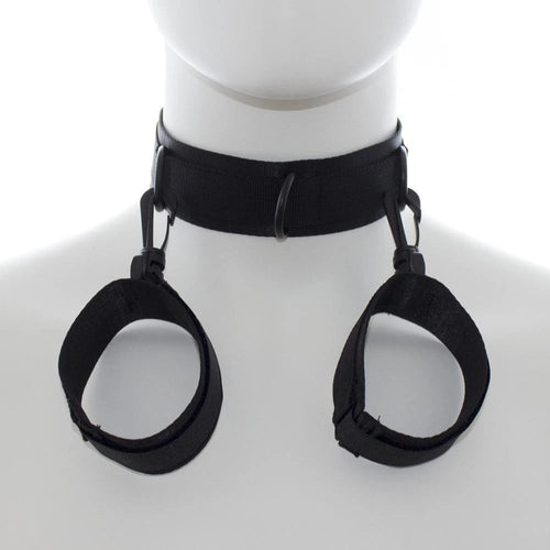 Black Nylon Collar to Wrist Cuffs Set – Adjustable Neck & Cuff Restraint