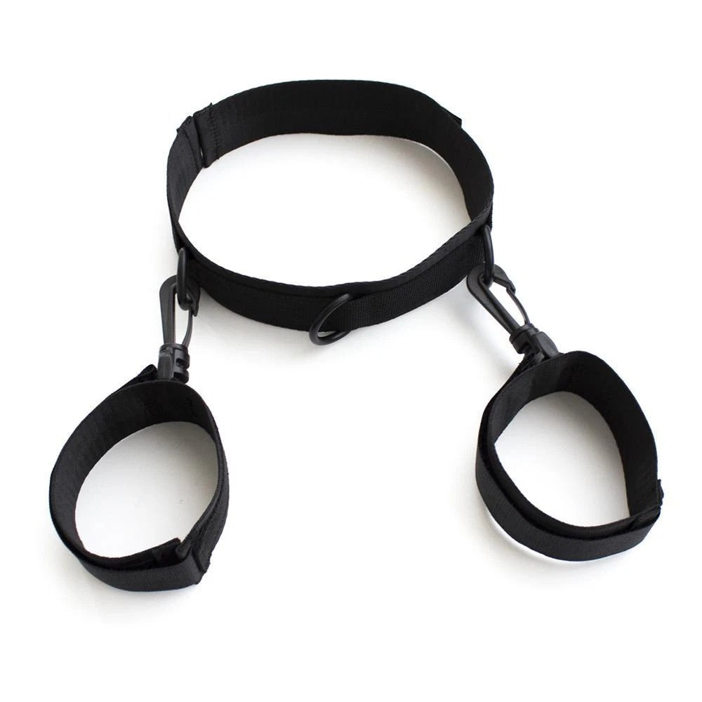 Black Nylon Collar to Wrist Cuffs Set – Adjustable Neck & Cuff Restraint