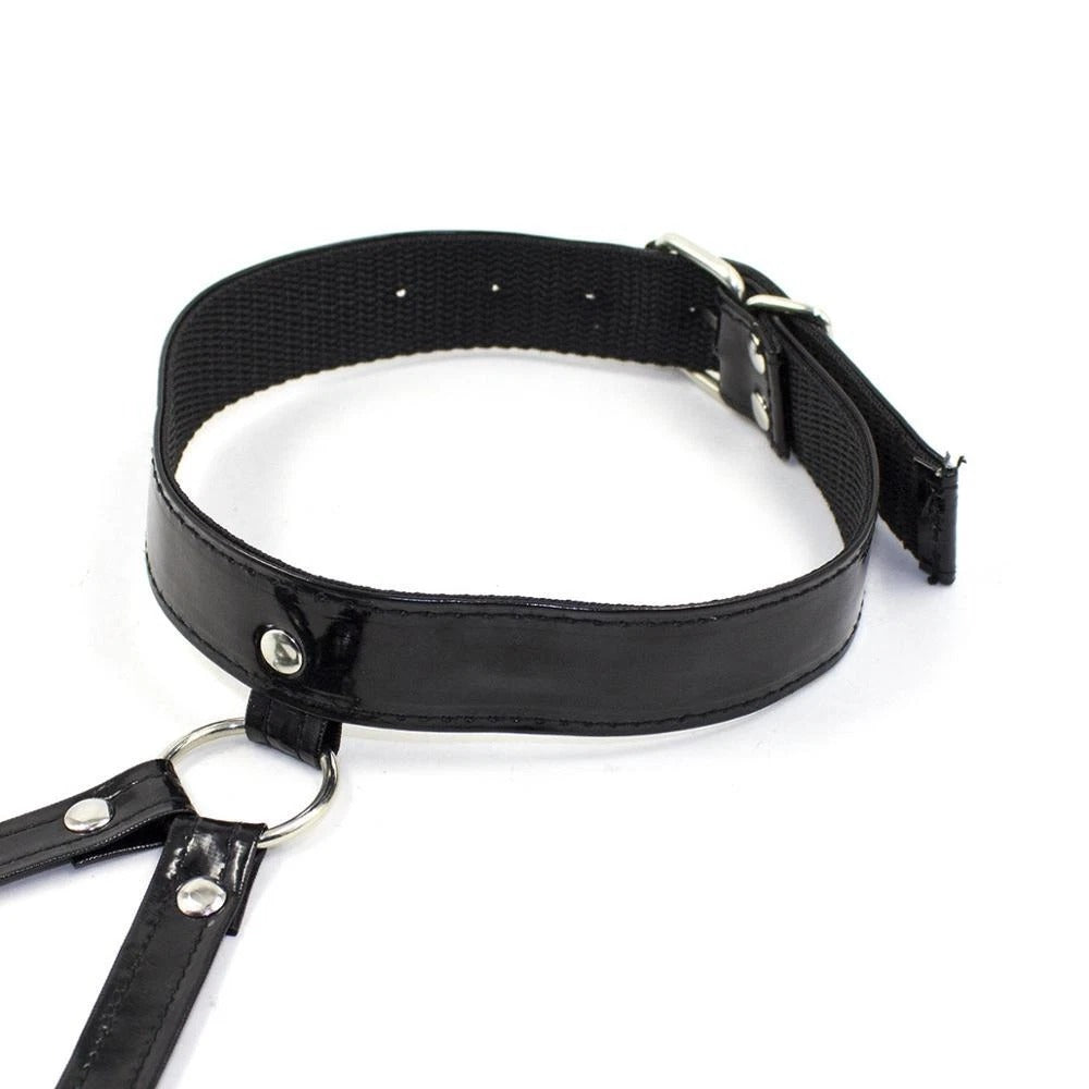 Black Vegan Leather Cage Bra & Thong Set – Choker Neck Harness Lingerie