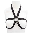 Black Elastic O-Ring Chest Harness – Halter Strap Body Cage Top