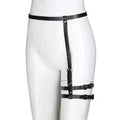 Black Gothic Leg Harness - PU Leather Fancy Dress Leg Holster Costime PU Leather