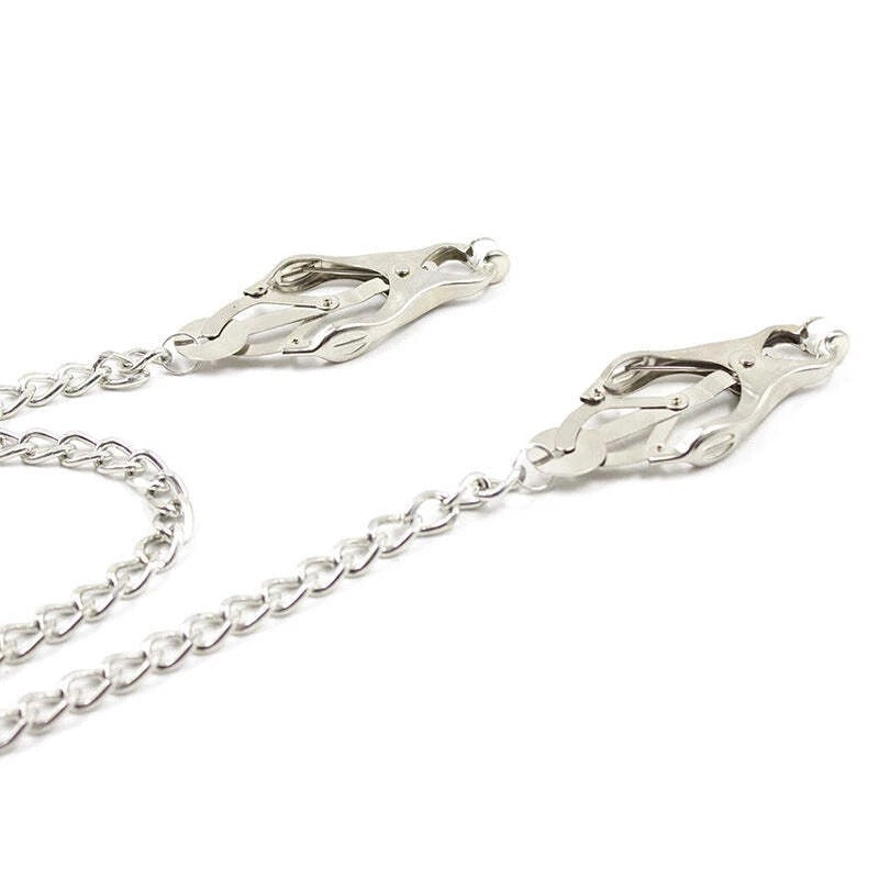 Bold Leather Collar with Chain-Link Nipple Clamps – Sensory Craft