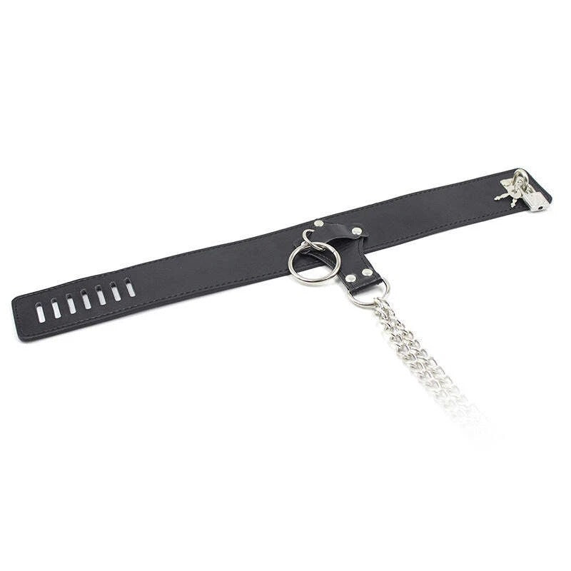 Bold Leather Collar with Chain-Link Nipple Clamps – Sensory Craft