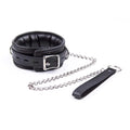Padded Leather Collar with Chain Leash – Adjustable Buckle Choker Set