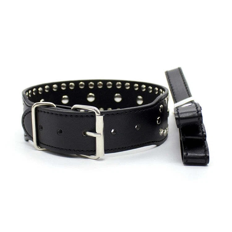 Studded Leather Collar with Buckle Closure – Punk Rock Choker Set