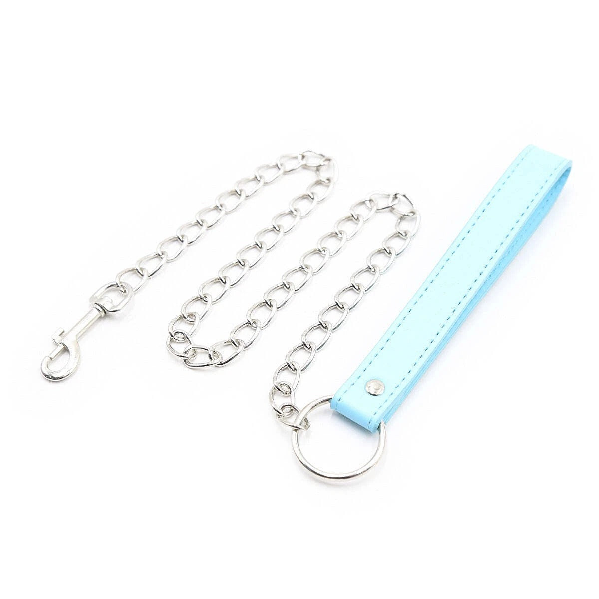 Pink & Blue Two-Tone Leather Collar with Chain Leash Set | Sensory Craft