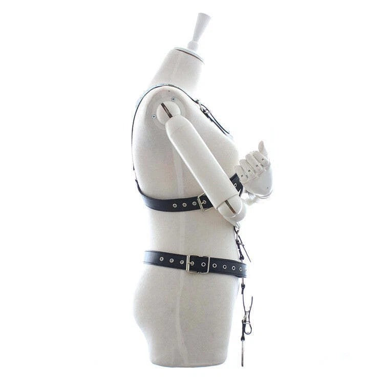 Full Body Leather Harness with O-Ring – Adjustable Chest & Waist Straps