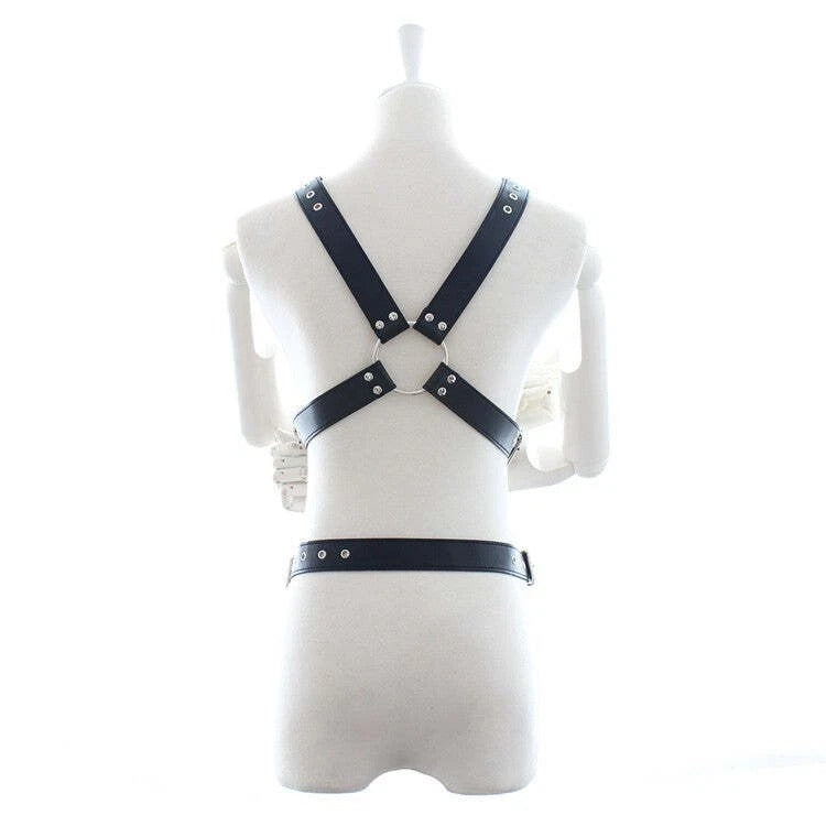 Full Body Leather Harness with O-Ring – Adjustable Chest & Waist Straps