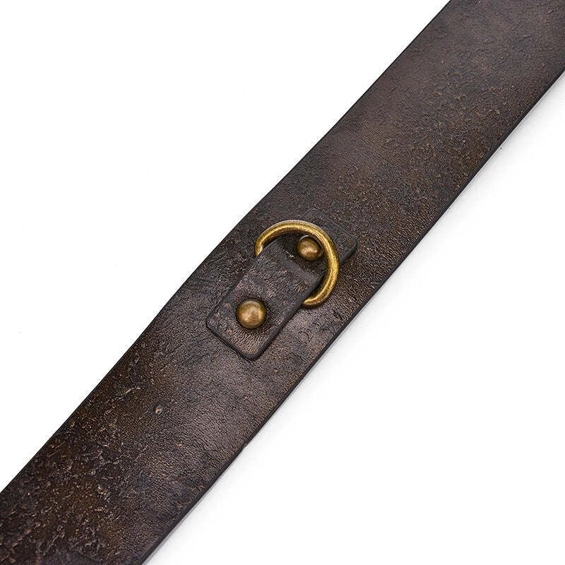 Vintage Bronze Leather Collar with Long Leash – Antique Brass Hardware Set