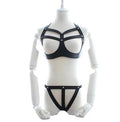 Vegan Leather Cage Bra & Panty Harness Set – Two-Piece Lingerie