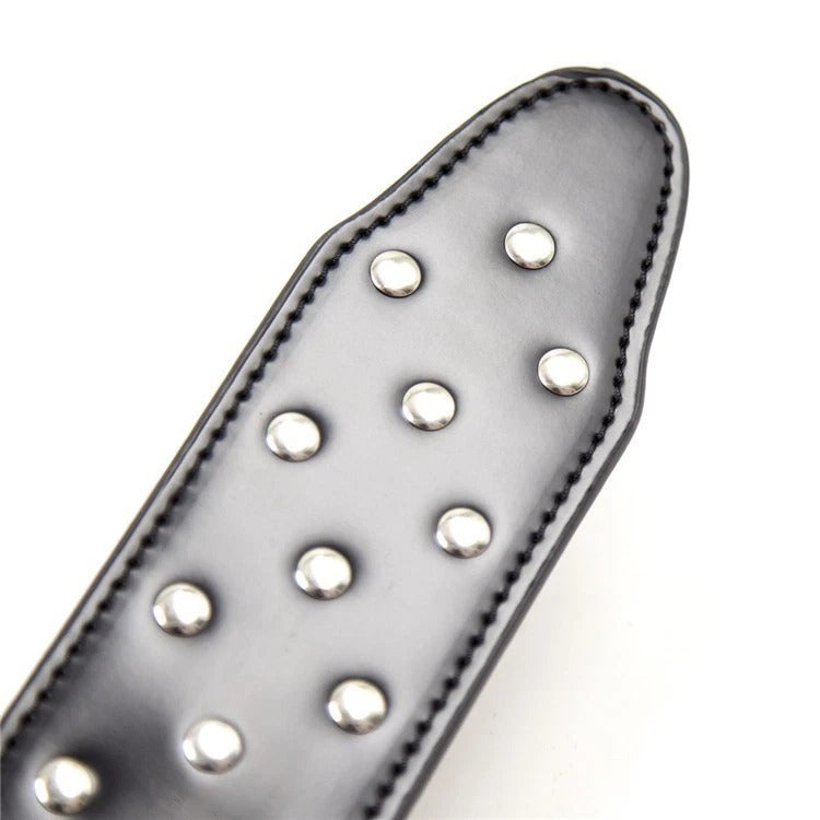Sensory Craft Studded PU Leather Paddle | Premium Black Leather Paddle