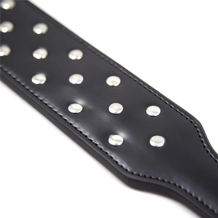 Sensory Craft Studded PU Leather Paddle | Premium Black Leather Paddle