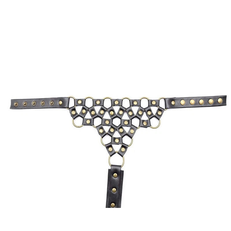 Gold Costume Neck Collar Fetish Cosplay Black & Gold Clothig Harness Unisex
