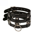 Black Collar and Lead Ring 'The Triple Threat' Faux Leather Collar & Lead Ring