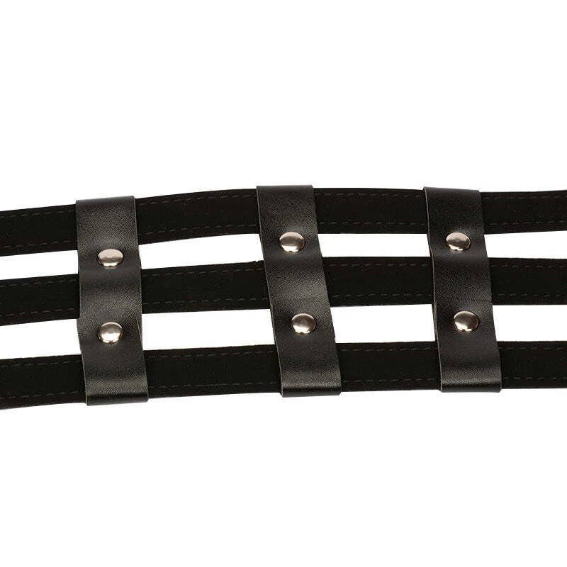 Black Collar and Lead Ring 'The Triple Threat' Faux Leather Collar & Lead Ring