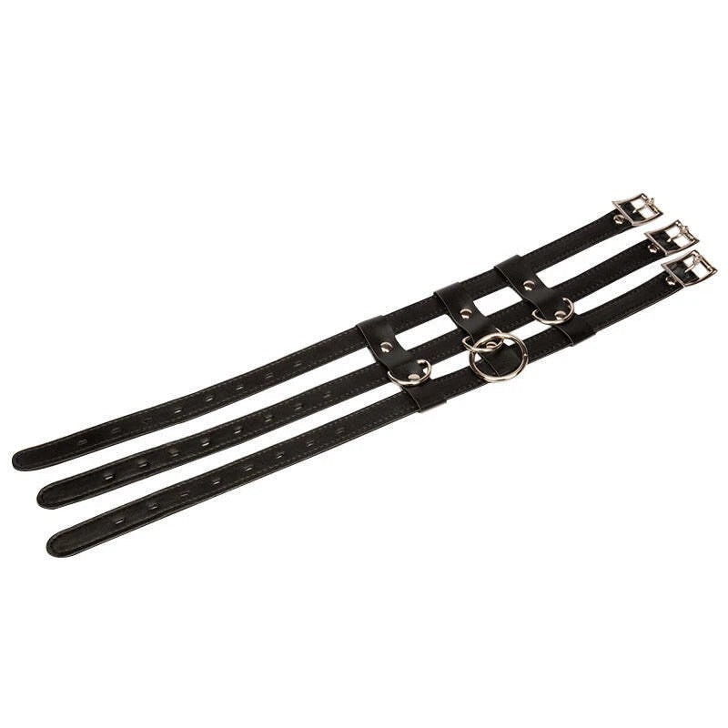 Black Collar and Lead Ring 'The Triple Threat' Faux Leather Collar & Lead Ring