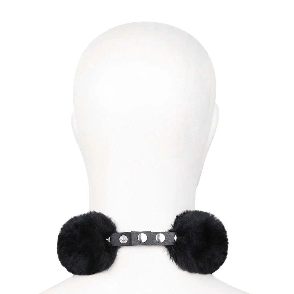Fluffy Collar Heart Detail Black VF Leather Costume Cosplay Collar Unisex