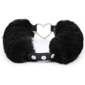 Fluffy Collar Heart Detail Black VF Leather Costume Cosplay Collar Unisex