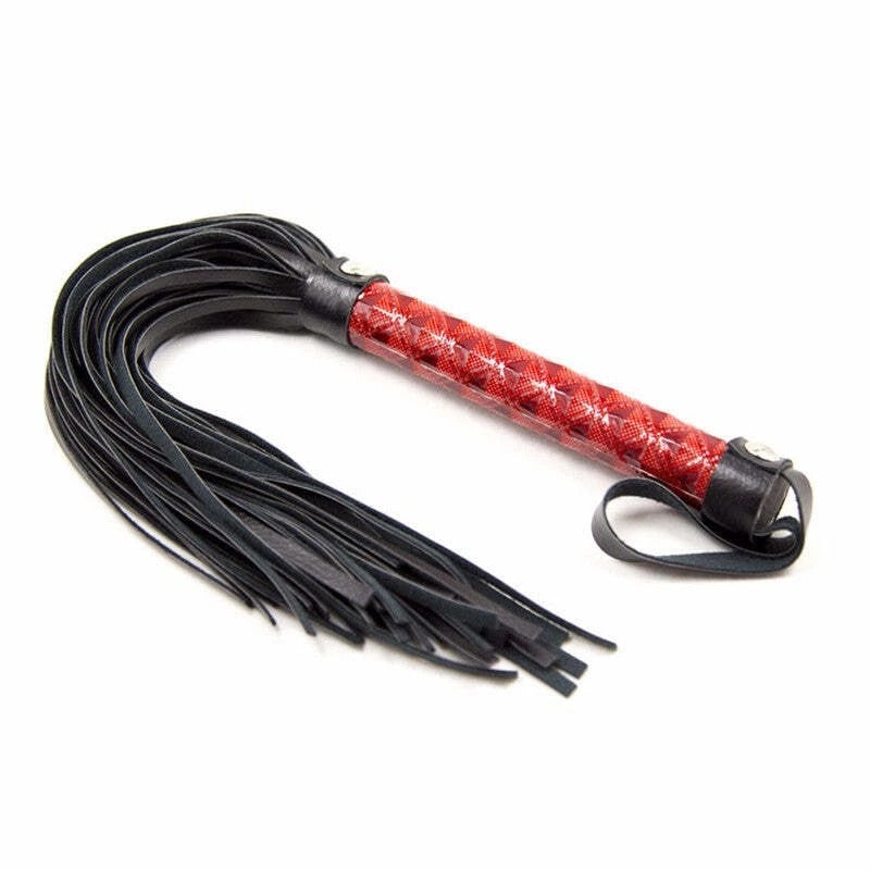 Sensory Craft Premium Black PU Leather Flogger | Braided Handle Faux Leather Whip