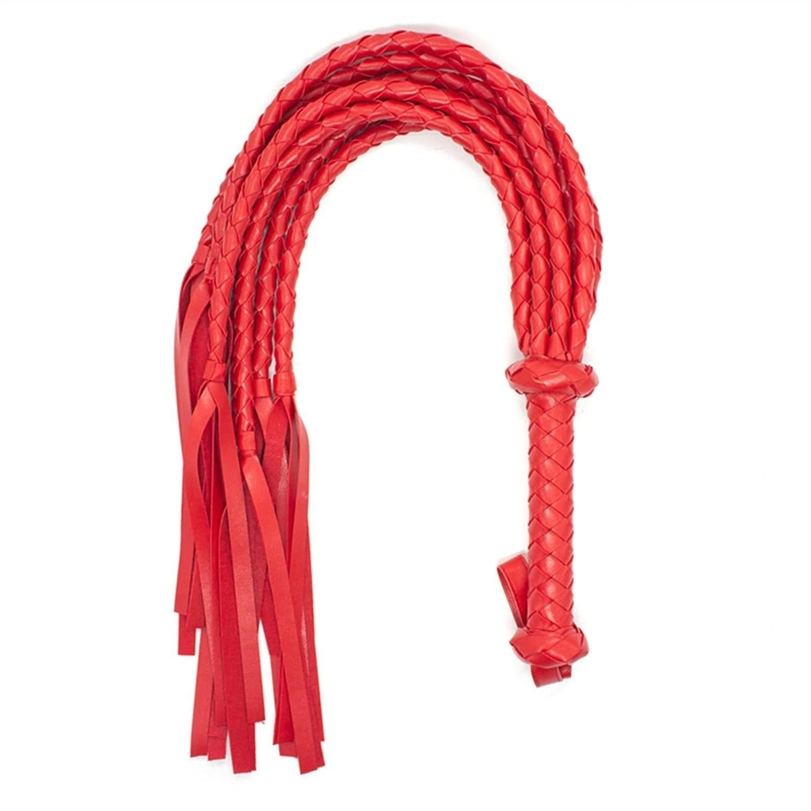 Sensory Craft Handcrafted Red Braided PU Leather Whip | Premium Faux Leather Whip