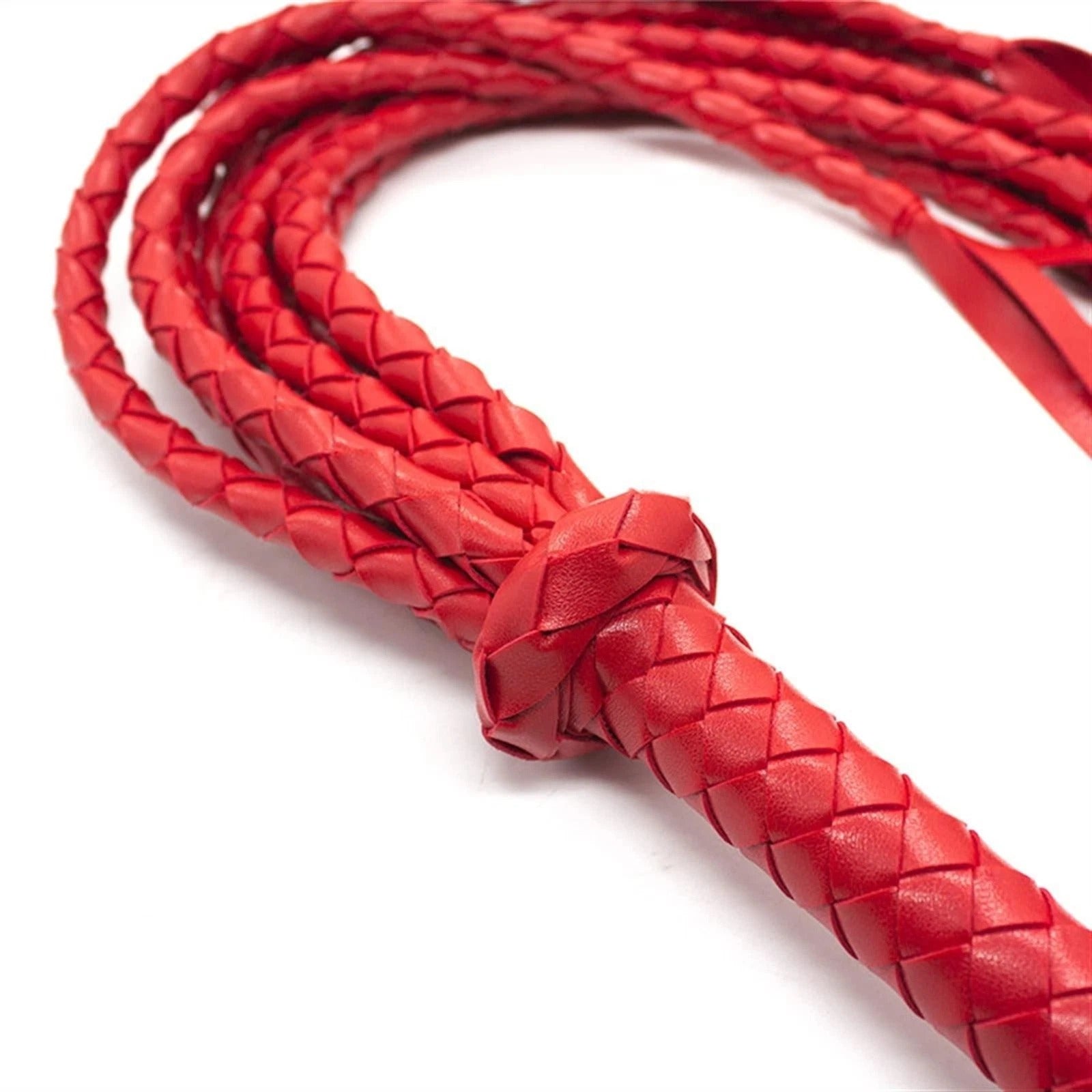 Sensory Craft Handcrafted Red Braided PU Leather Whip | Premium Faux Leather Whip