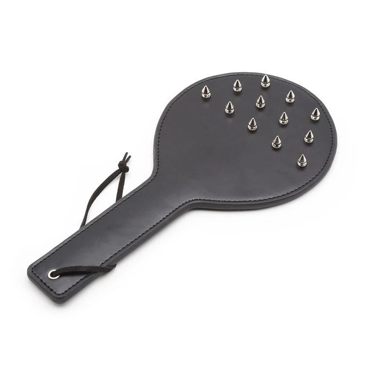Sensory Craft Studded PU Leather Paddle | Premium Black Faux Leather Paddle