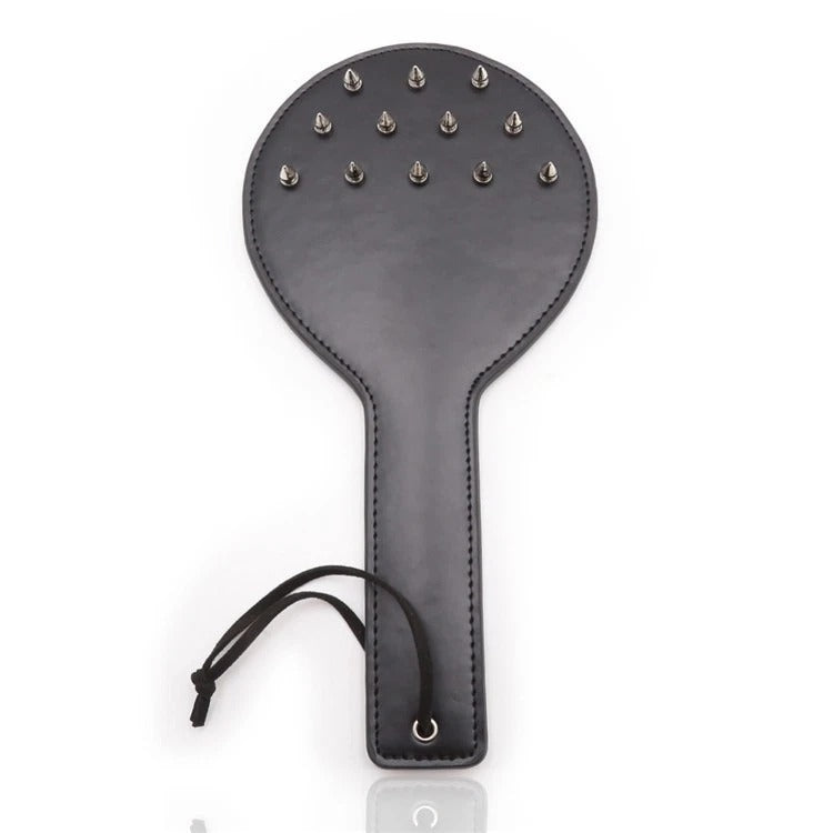 Sensory Craft Studded PU Leather Paddle | Premium Black Faux Leather Paddle