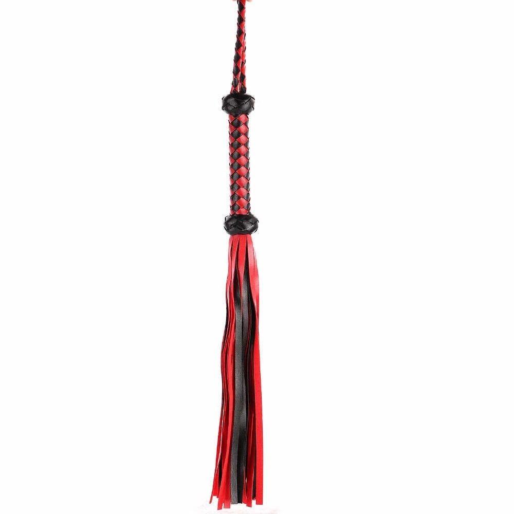 Sensory Craft Premium Red & Black PU Leather Flogger | Braided Faux Leather Whip