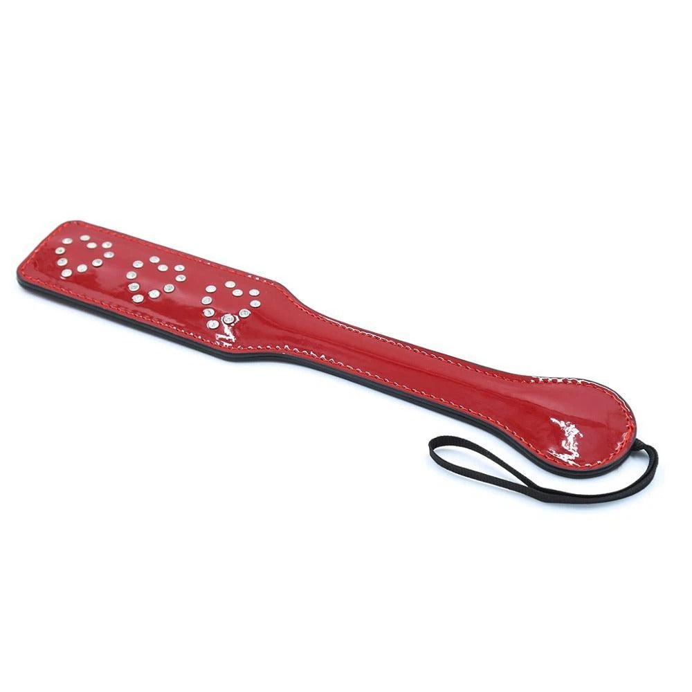 Sensory Craft Red Patent PU Leather Paddle | Rhinestone Faux Leather Paddle