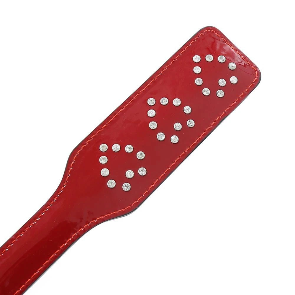 Sensory Craft Red Patent PU Leather Paddle | Rhinestone Faux Leather Paddle