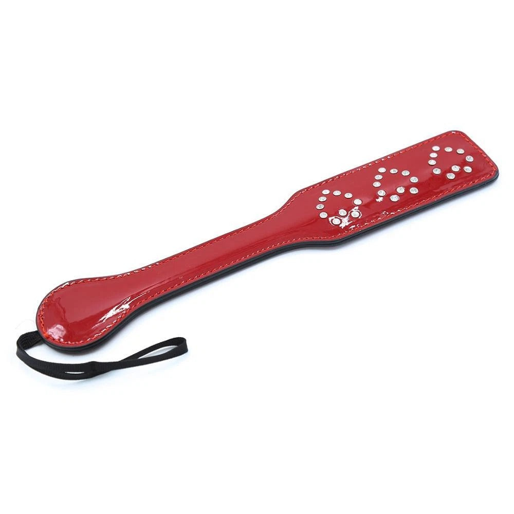 Sensory Craft Red Patent PU Leather Paddle | Rhinestone Faux Leather Paddle