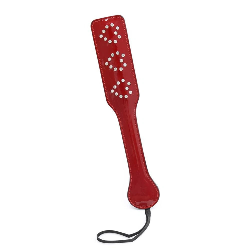 Sensory Craft Red Patent PU Leather Paddle | Rhinestone Faux Leather Paddle