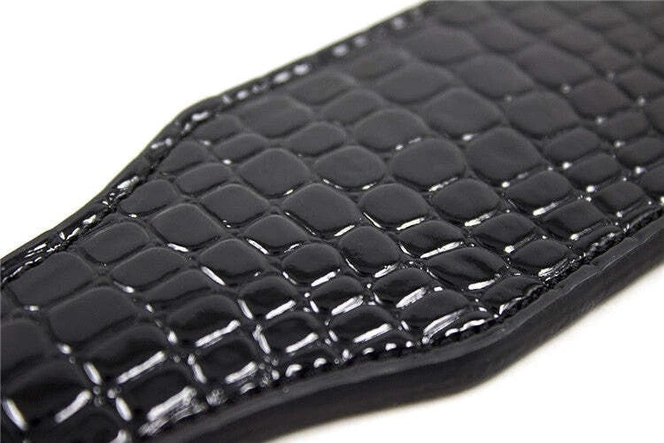 Sensory Craft Crocodile Embossed PU Leather Paddle | Studded Black Faux Leather Paddle