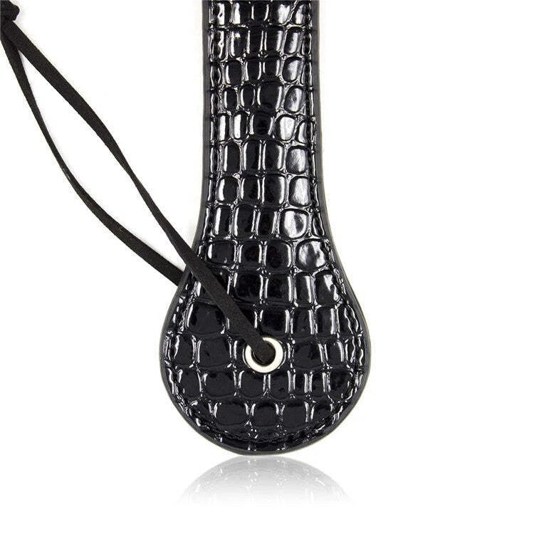 Sensory Craft Crocodile Embossed PU Leather Paddle | Studded Black Faux Leather Paddle