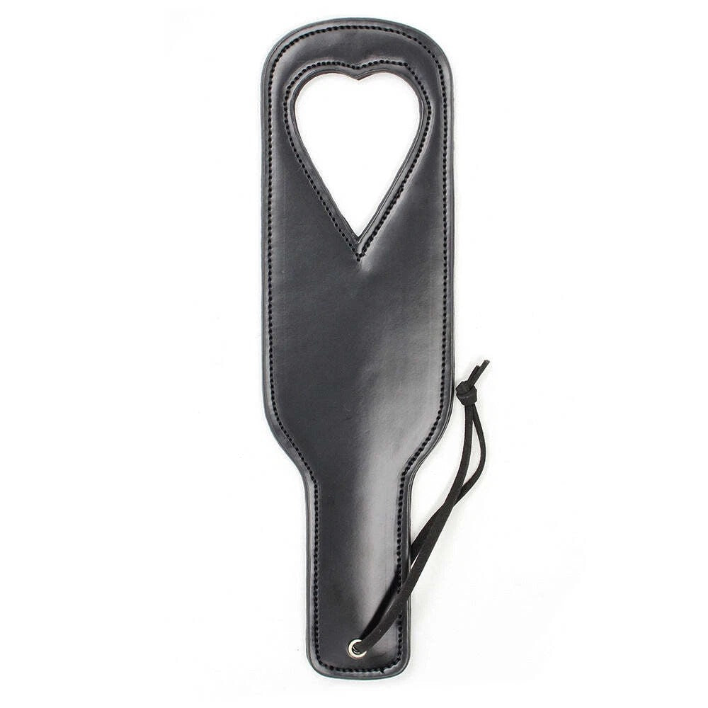 Sensory Craft Heart Cut-Out PU Leather Paddle | Premium Black Faux Leather Paddle
