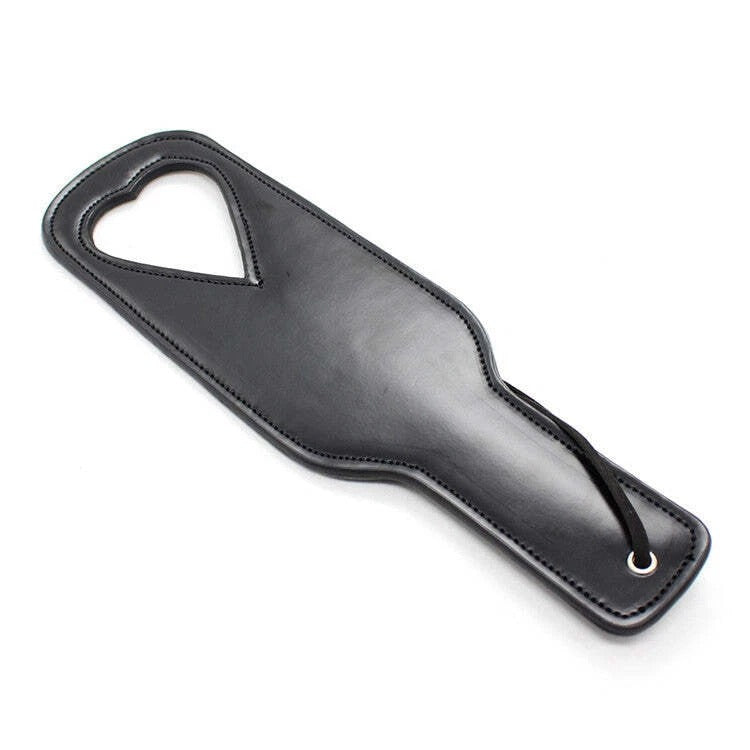Sensory Craft Heart Cut-Out PU Leather Paddle | Premium Black Faux Leather Paddle