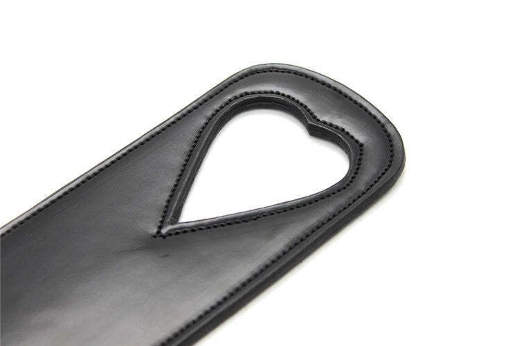 Sensory Craft Heart Cut-Out PU Leather Paddle | Premium Black Faux Leather Paddle