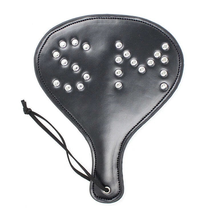 Sensory Craft Studded Round PU Leather Paddle | Premium Black Faux Leather Paddle