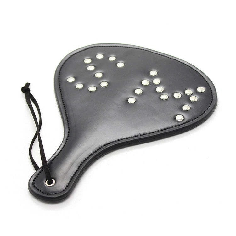 Sensory Craft Studded Round PU Leather Paddle | Premium Black Faux Leather Paddle