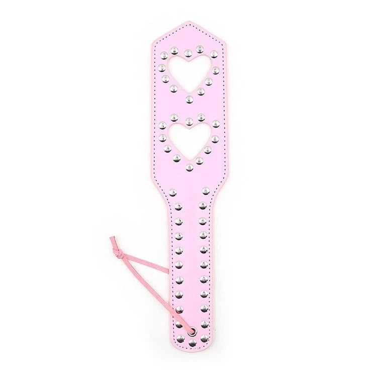 Sensory Craft Pink Heart Cut-Out Studded PU Leather Paddle | Premium Faux Leather Paddle