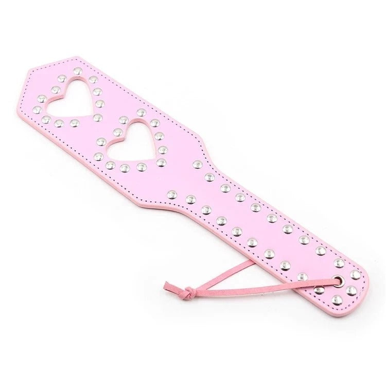 Sensory Craft Pink Heart Cut-Out Studded PU Leather Paddle | Premium Faux Leather Paddle