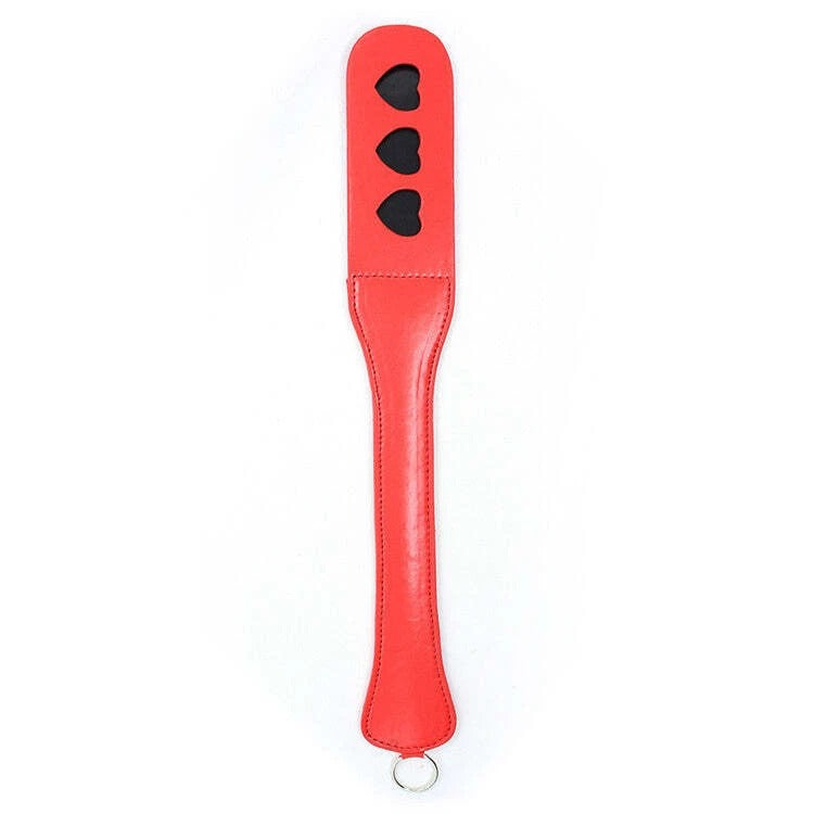 Sensory Craft Red Triple Heart Cut-Out PU Leather Paddle | Premium Faux Leather Paddle